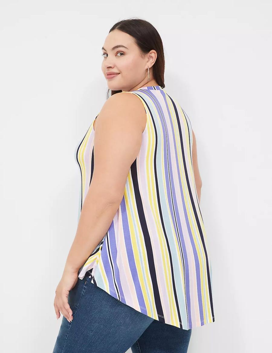 μπλουζακια γυναικεια Lane Bryant Max Swing Sleeveless High-Neck Tunic μωβ Πολύχρωμο | CHO8969WL