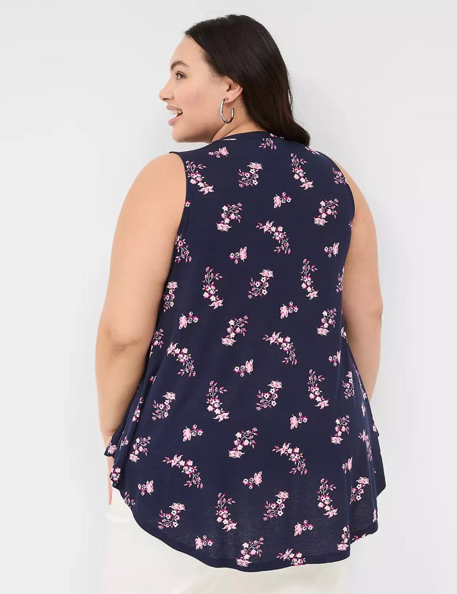 μπλουζακια γυναικεια Lane Bryant Max Swing Sleeveless High-Neck Tunic ροζ σκουρο μπλε | IPH6599JC