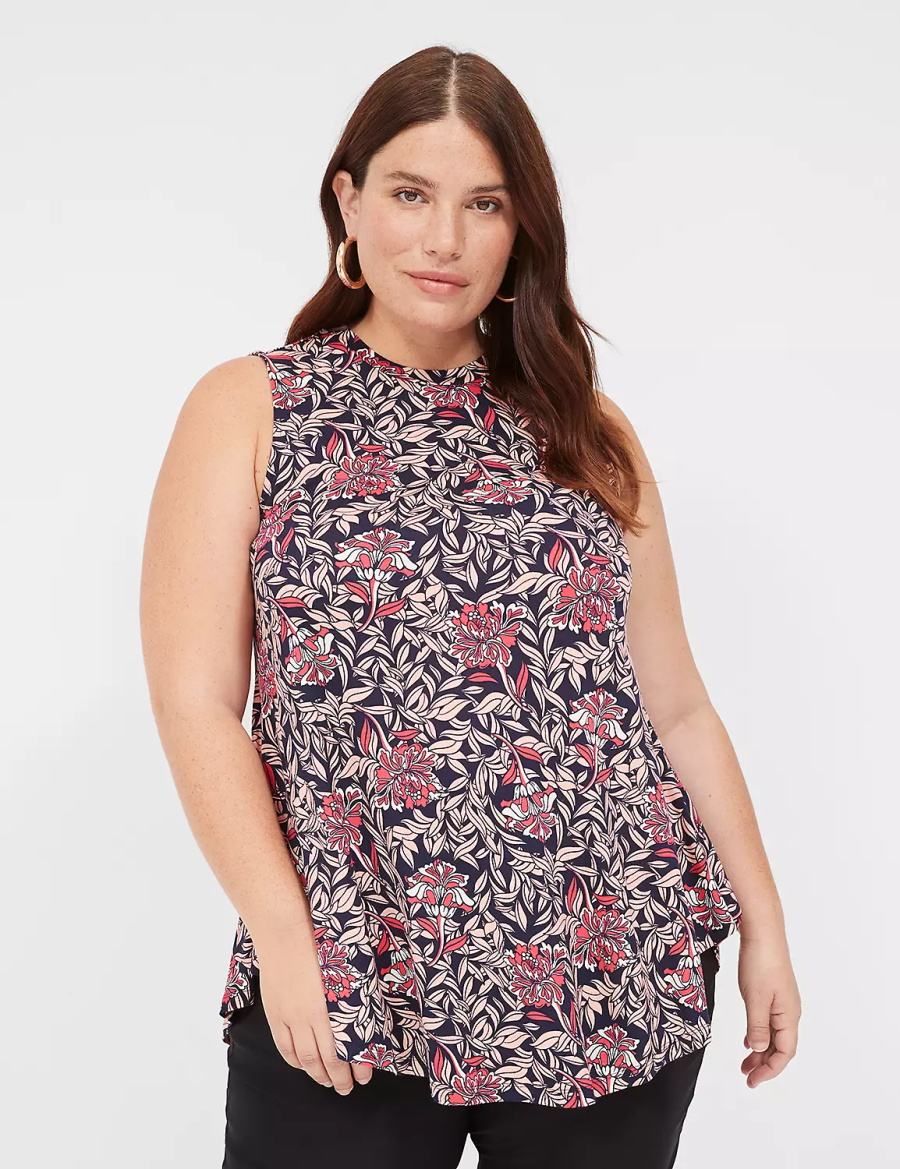 μπλουζακια γυναικεια Lane Bryant Max Swing Sleeveless High-Neck Tunic ροζ κοραλι | EGR1578XF