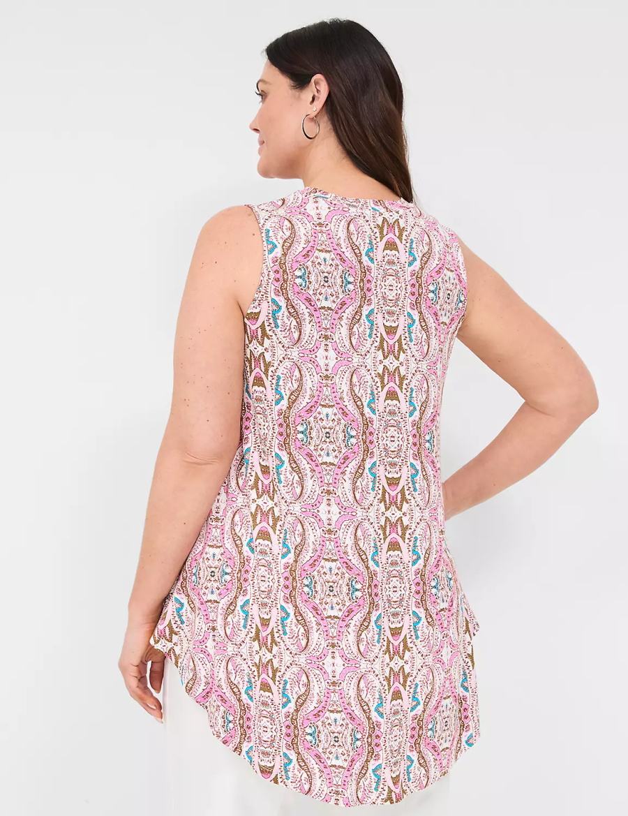 μπλουζακια γυναικεια Lane Bryant Max Swing Sleeveless High-Neck Tunic ροζ | GFZ1692WU