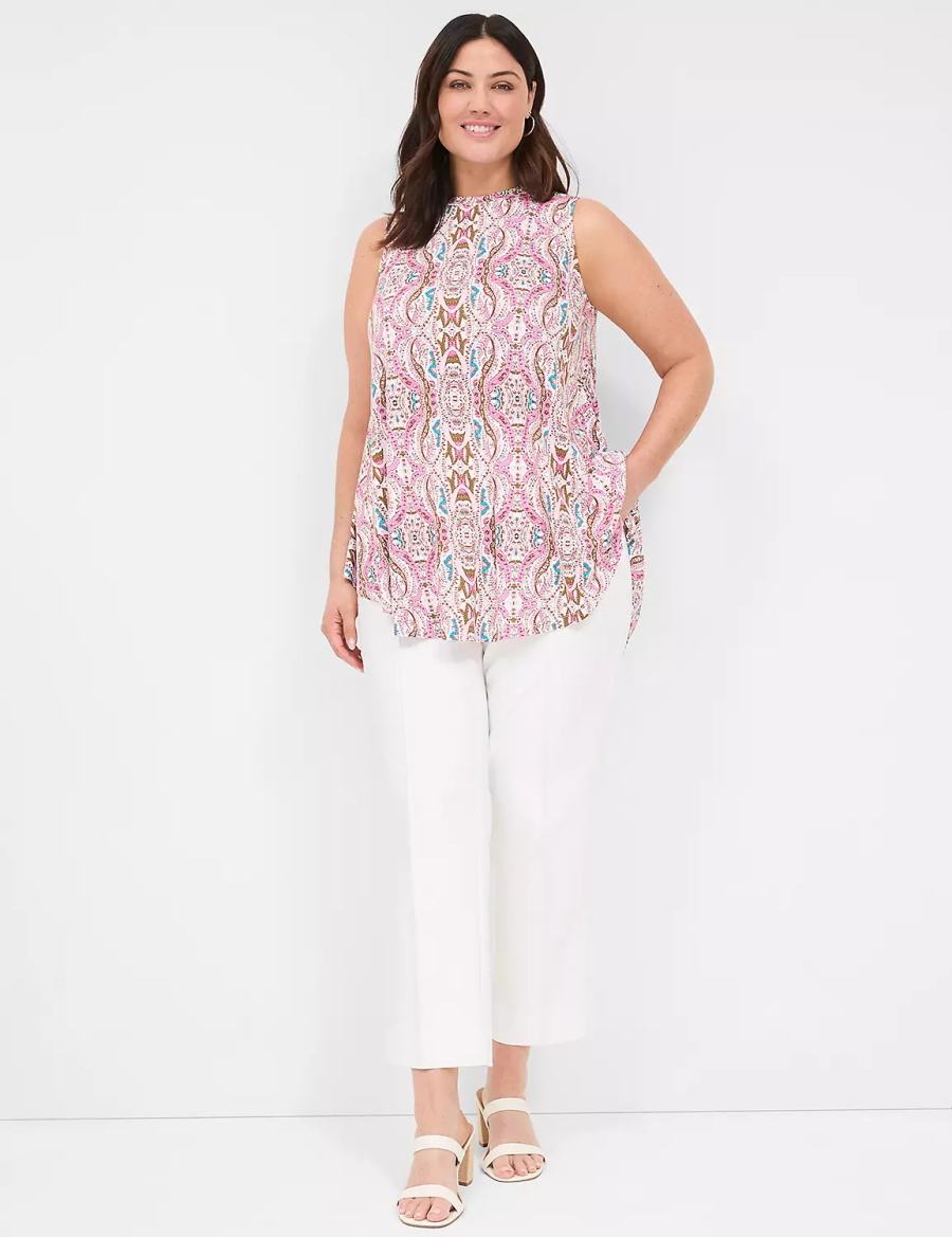 μπλουζακια γυναικεια Lane Bryant Max Swing Sleeveless High-Neck Tunic ροζ | GFZ1692WU