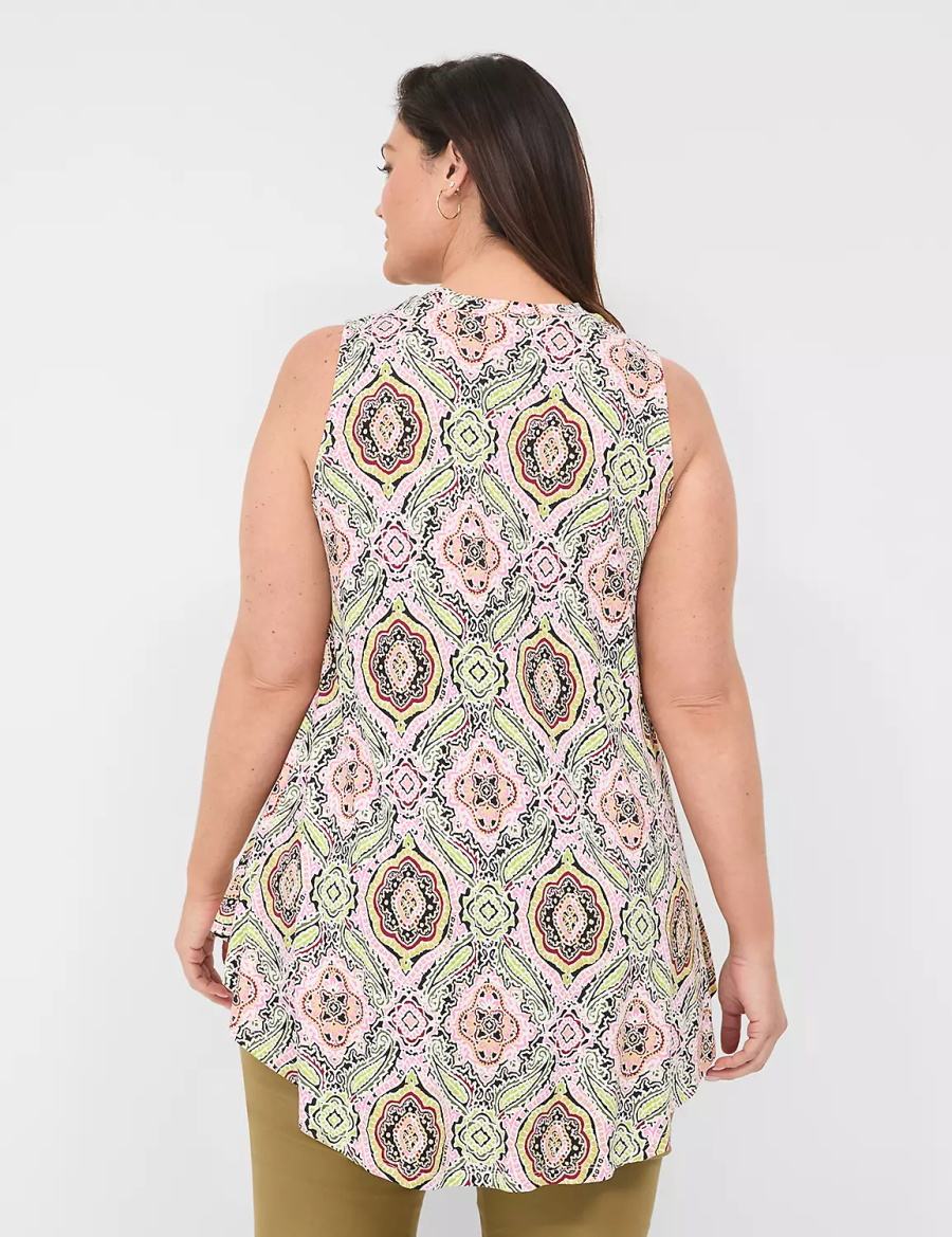 μπλουζακια γυναικεια Lane Bryant Max Swing Sleeveless High-Neck Tunic Πολύχρωμο | EBH4367KI