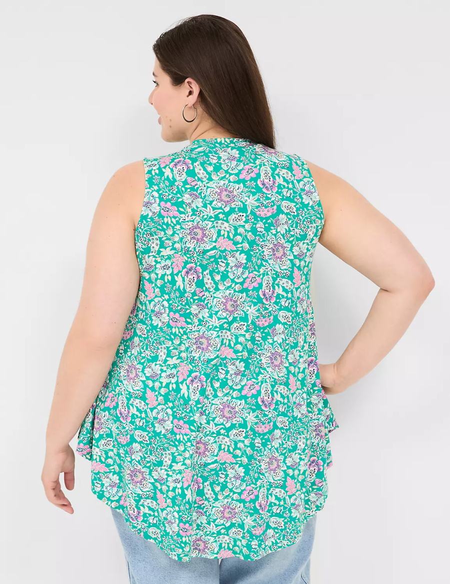 μπλουζακια γυναικεια Lane Bryant Max Swing Sleeveless High-Neck Tunic ανοιχτο τυρκουάζ | KSM7772BE