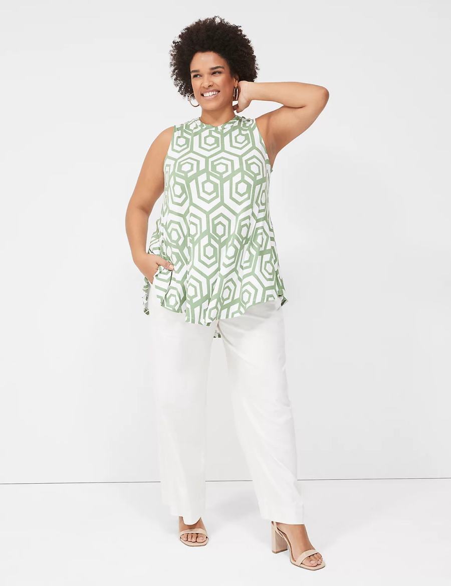 μπλουζακια γυναικεια Lane Bryant Max Swing Sleeveless High-Neck Tunic πρασινο | KIX765AI