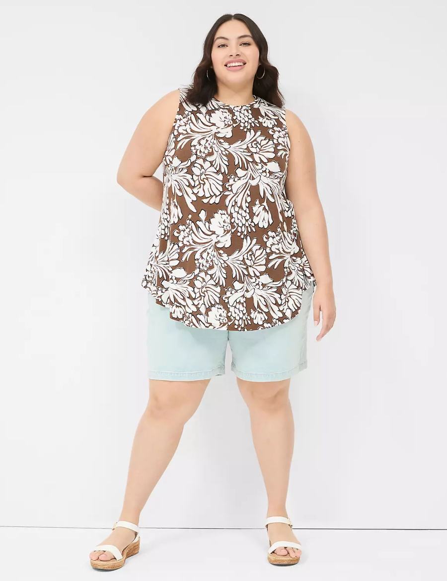 μπλουζακια γυναικεια Lane Bryant Max Swing Sleeveless High-Neck Tunic καφε | EHJ9629WA