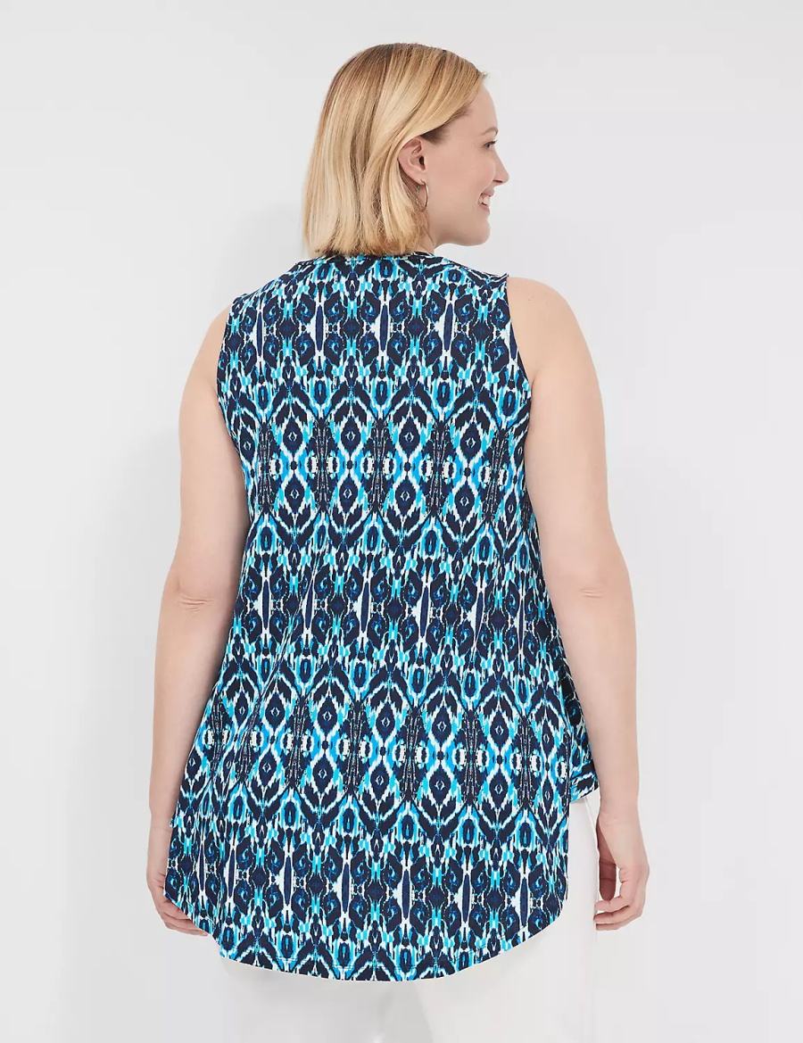 μπλουζακια γυναικεια Lane Bryant Max Swing Sleeveless High-Neck Tunic μπλε | QEM8529YE