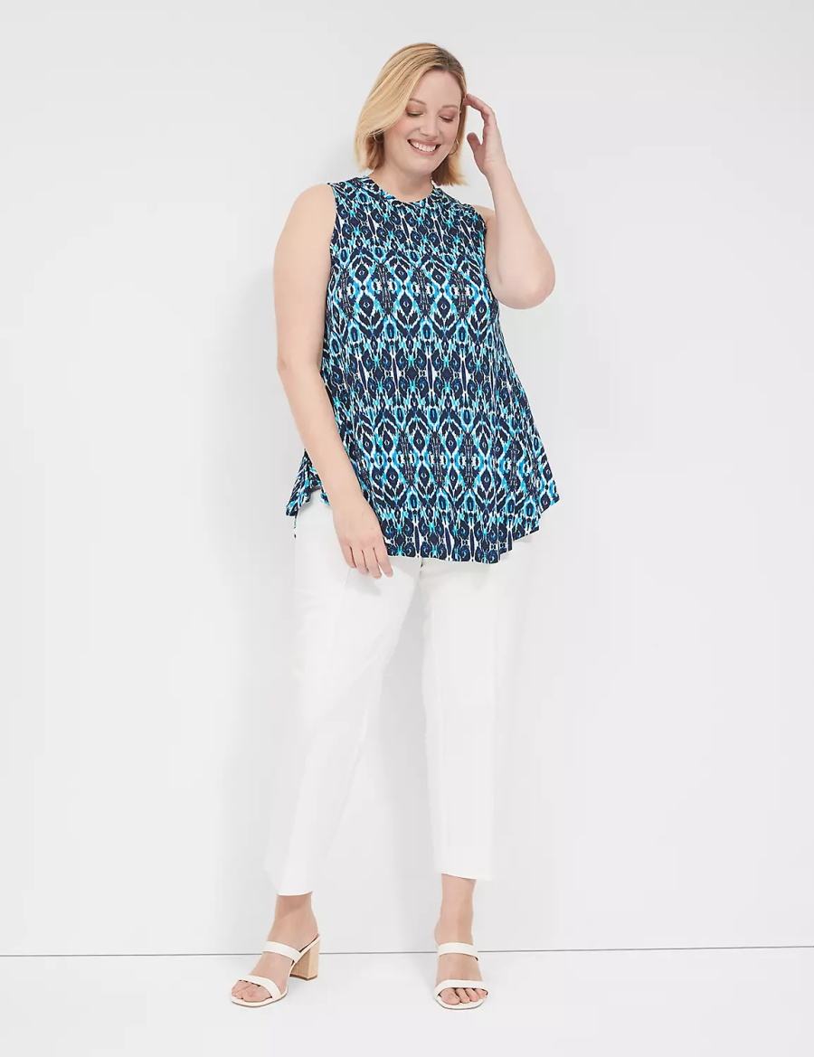 μπλουζακια γυναικεια Lane Bryant Max Swing Sleeveless High-Neck Tunic μπλε | QEM8529YE