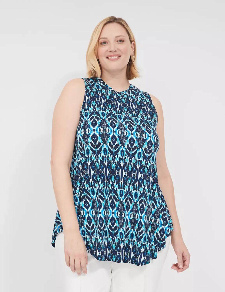 μπλουζακια γυναικεια Lane Bryant Max Swing Sleeveless High-Neck Tunic μπλε | QEM8529YE