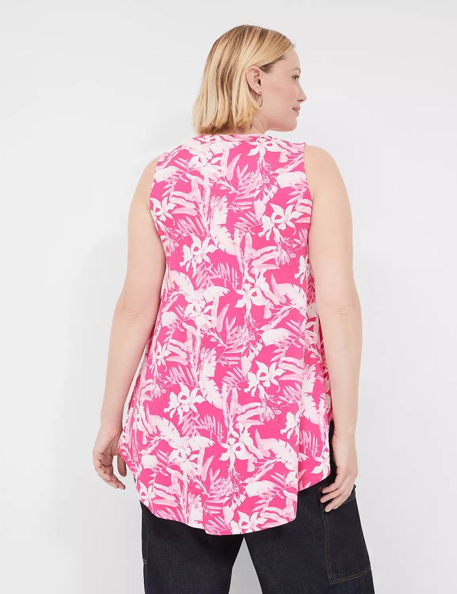 μπλουζακια γυναικεια Lane Bryant Max Swing Sleeveless High-Neck Tunic ροζ ασπρα | WBA5660BL