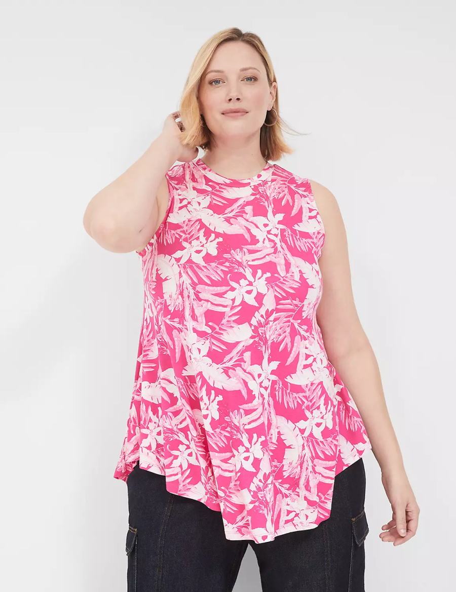 μπλουζακια γυναικεια Lane Bryant Max Swing Sleeveless High-Neck Tunic ροζ ασπρα | WBA5660BL