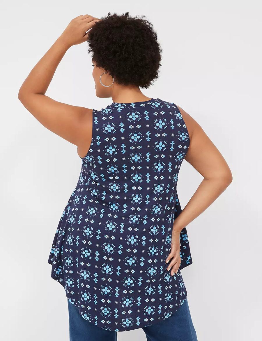 μπλουζακια γυναικεια Lane Bryant Max Swing Sleeveless High-Neck Tunic σκούρο μπλε | MRC683QV