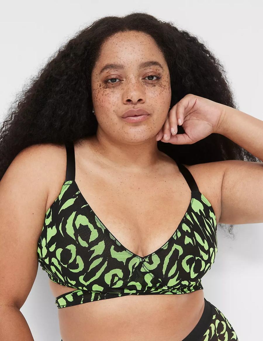 Μπραλέτες γυναικεια Lane Bryant Mesh Crossover Strappy πρασινο | XAI7937LM