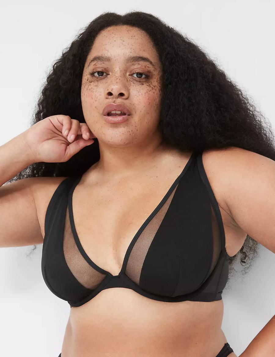 Μπραλέτες γυναικεια Lane Bryant Mesh High Apex μαυρα | TGF654CZ