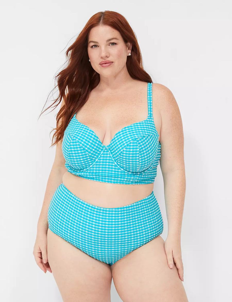 Κιλότα γυναικεια Lane Bryant Mid-Rise Swim μπλε ασπρα | UNO9363TS