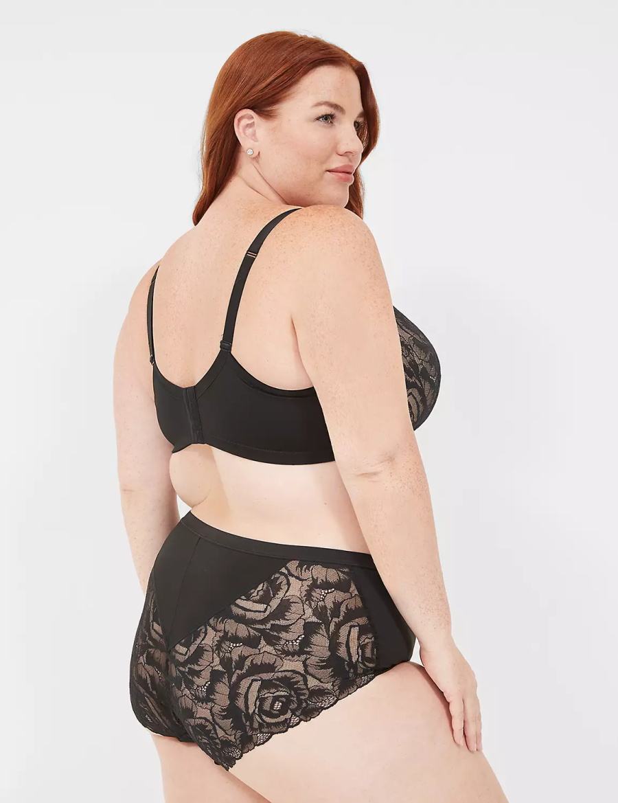 Κιλότα γυναικεια Lane Bryant No-Show Lace-Back Full μαυρα | EKB247MS