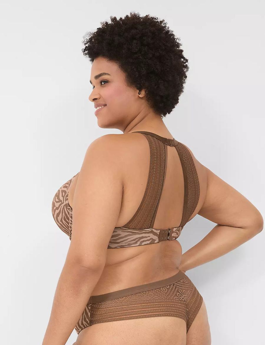 Στριγκάκι γυναικεια Lane Bryant No-Show With Lace Back βαθυ γκρι καφε | EQT9094WJ