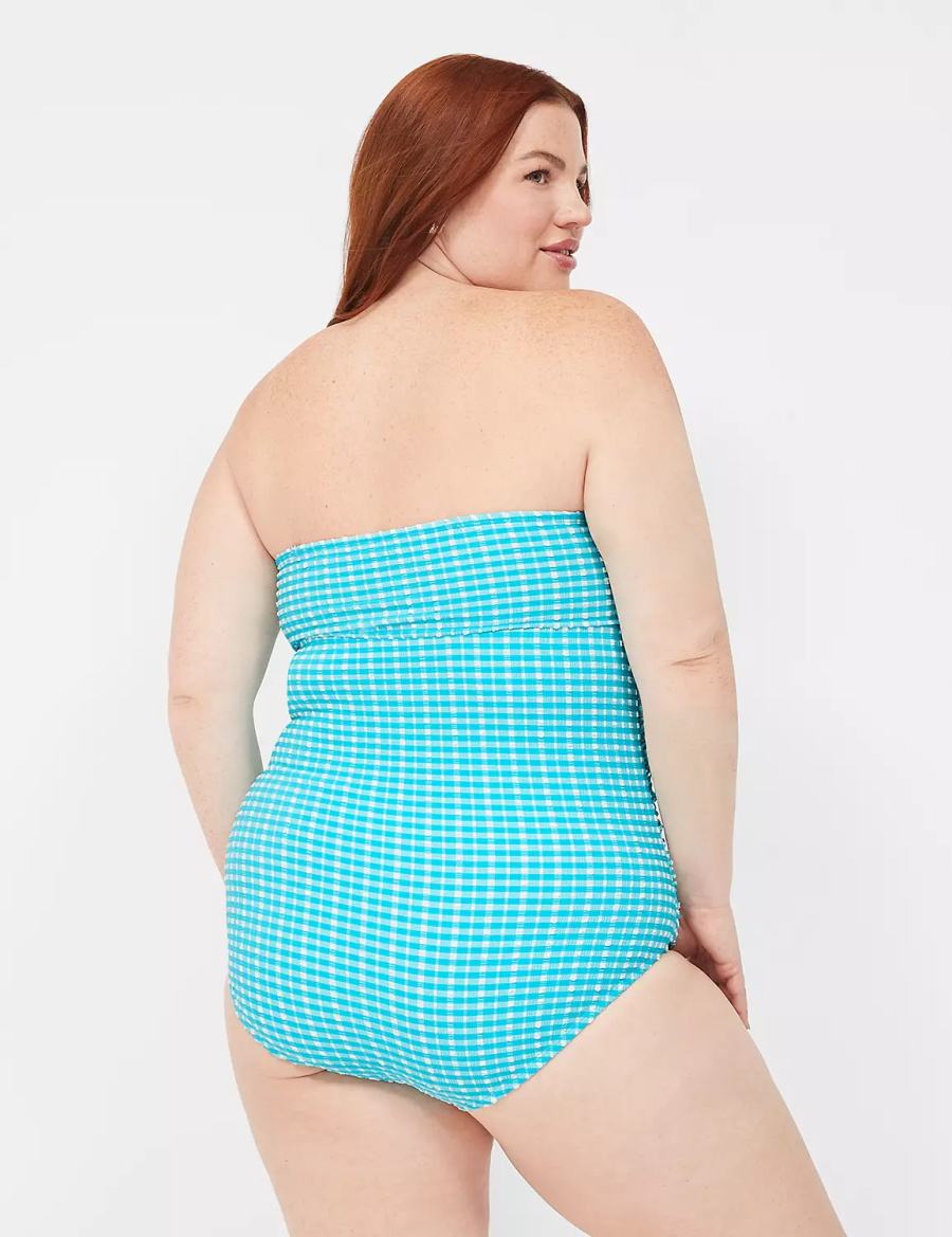 Μαγιό γυναικεια Lane Bryant No-Wire Multi-Way Strapless One-Piece μπλε ασπρα | VFN3235ZE