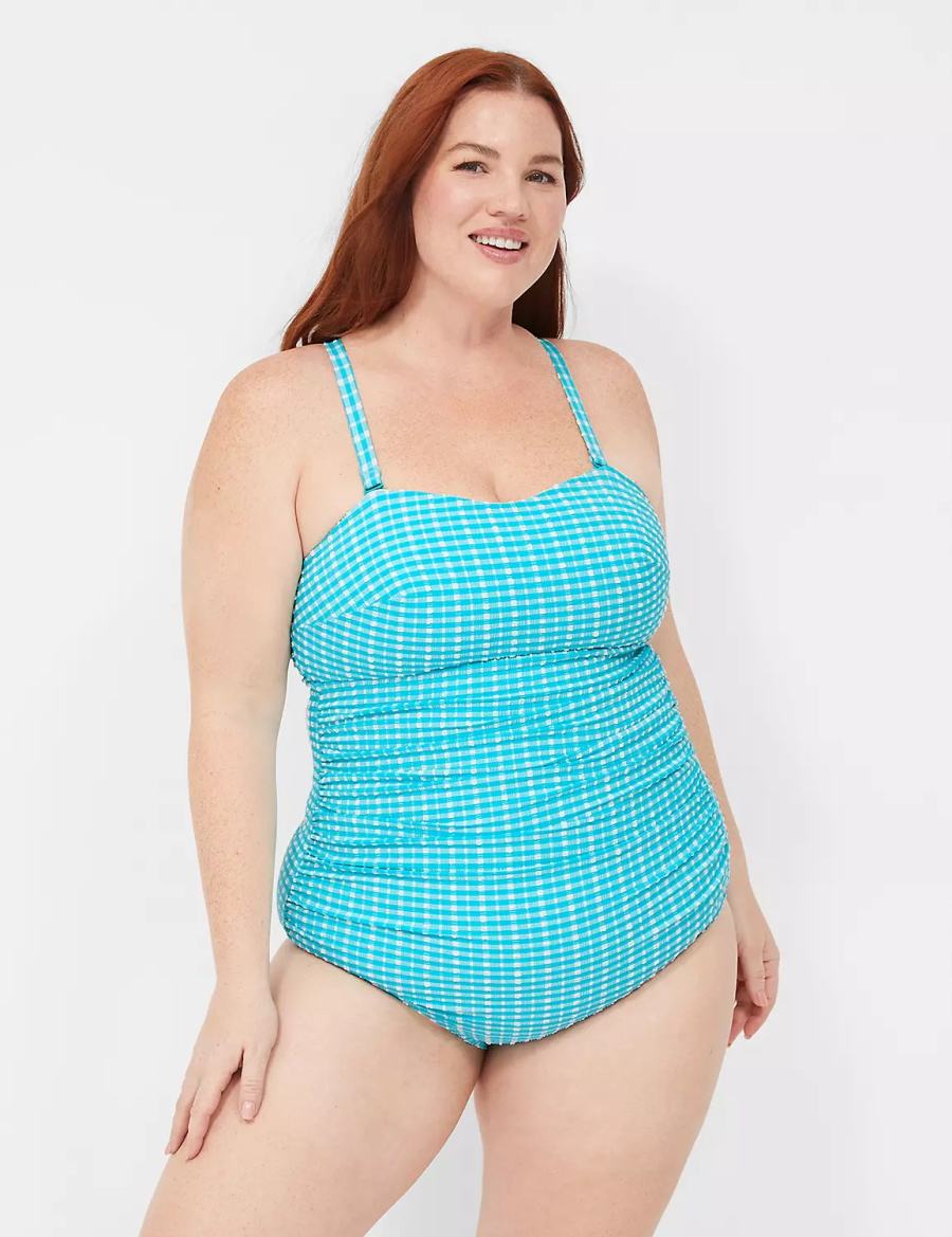 Μαγιό γυναικεια Lane Bryant No-Wire Multi-Way Strapless One-Piece μπλε ασπρα | VFN3235ZE