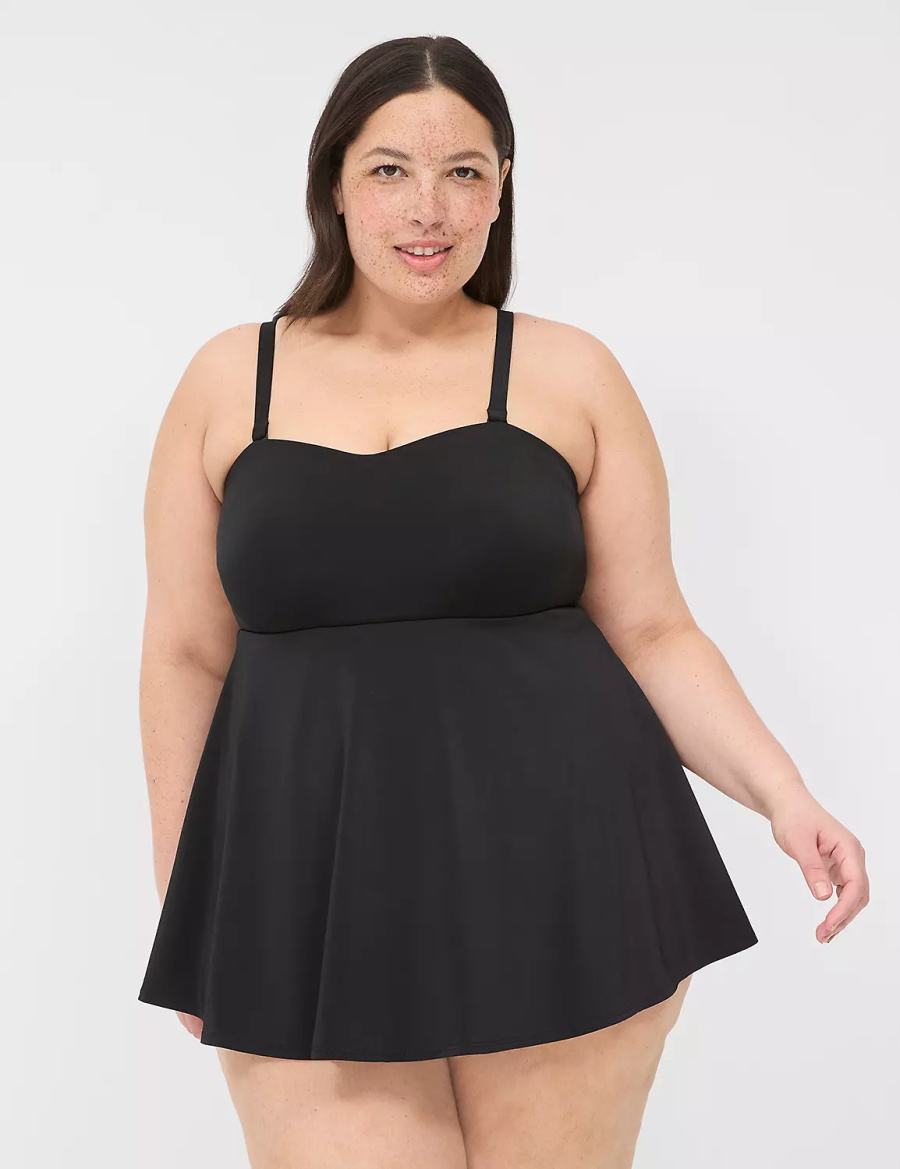 Φορεμα γυναικεια Lane Bryant No-Wire Multi-Way Strapless Swim μαυρα | KML590PI