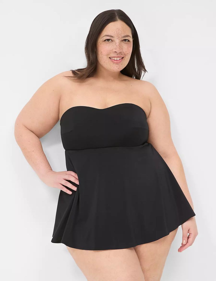 Φορεμα γυναικεια Lane Bryant No-Wire Multi-Way Strapless Swim μαυρα | KML590PI