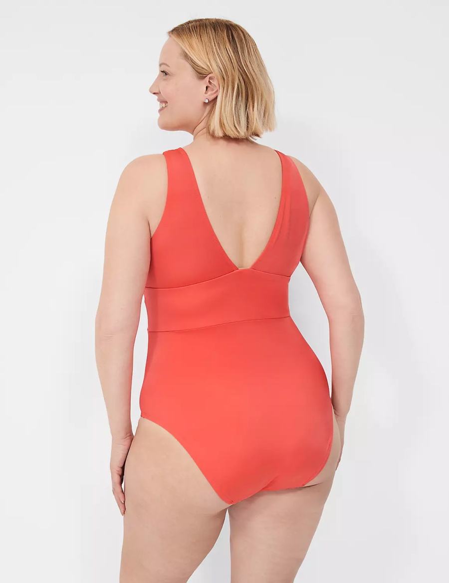 Μαγιό γυναικεια Lane Bryant No-Wire Plunge One-Piece κοραλι | DGZ6530MV