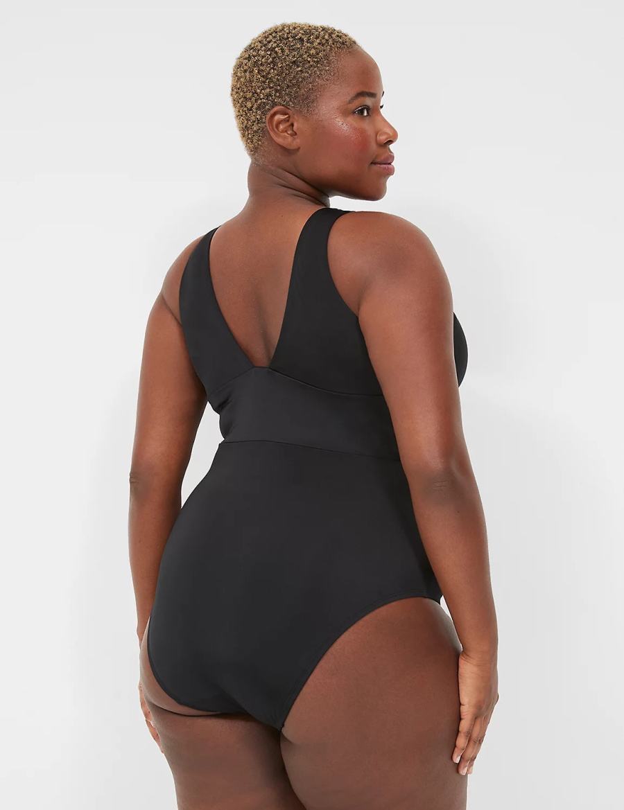 Μαγιό γυναικεια Lane Bryant No-Wire Plunge One-Piece μαυρα | MDH4356SM