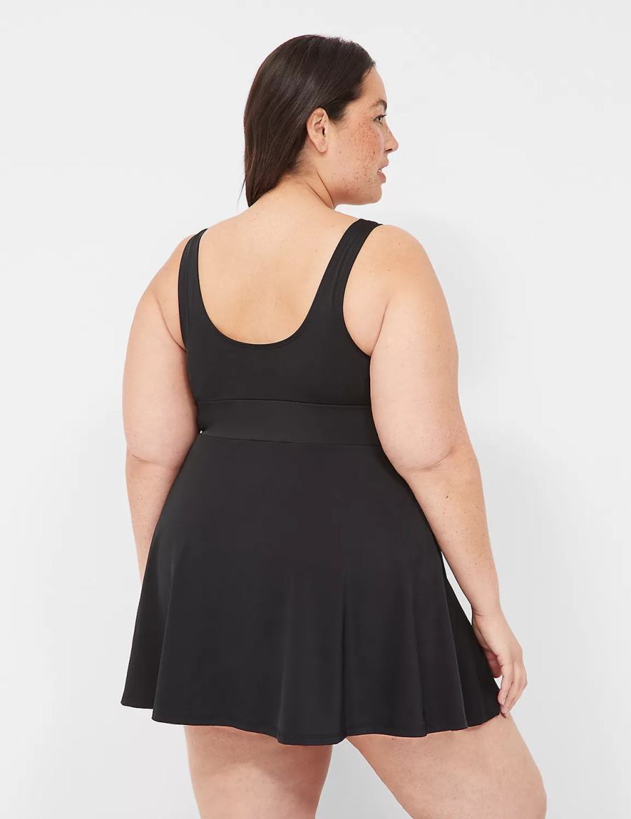 Φορεμα γυναικεια Lane Bryant No-Wire Scoop-Neck Swim μαυρα | FWV2891DV