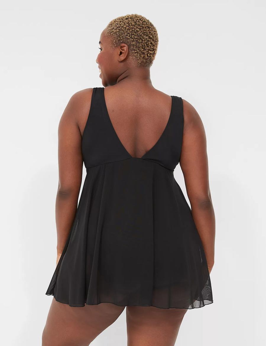 Φορεμα γυναικεια Lane Bryant No-Wire Wrap Swim μαυρα | SZV2326ZE