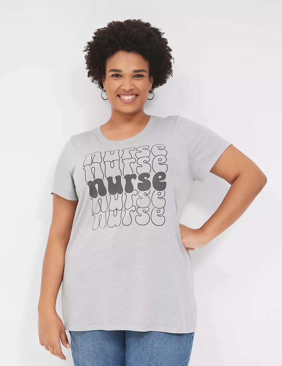 μπλουζακια γυναικεια Lane Bryant Nurse Graphic Tee γκρι | ERH5619UD