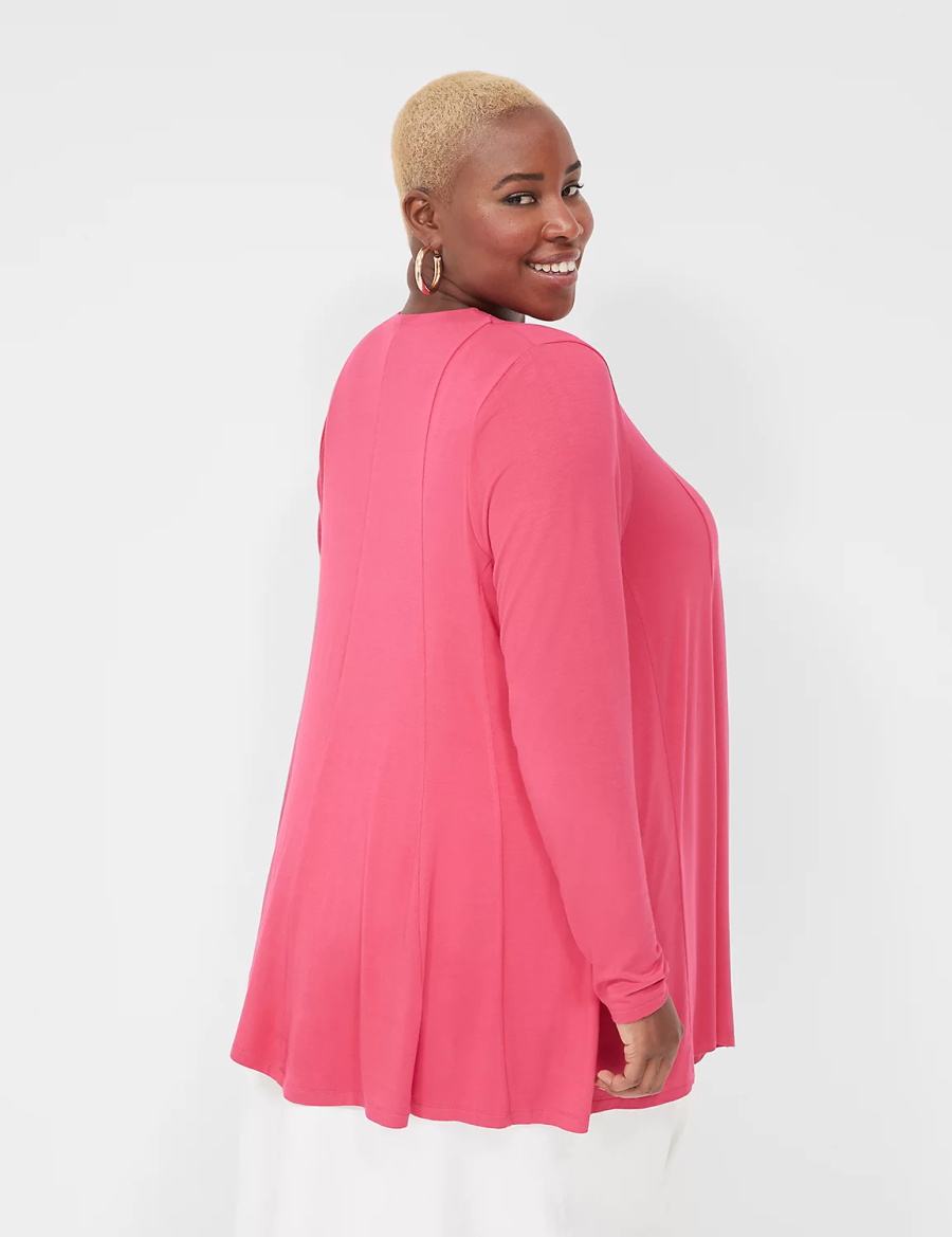 Μπουρνούζι γυναικεια Lane Bryant Open-Front Fit & Flare Overpiece ροζ | XPB7168PO