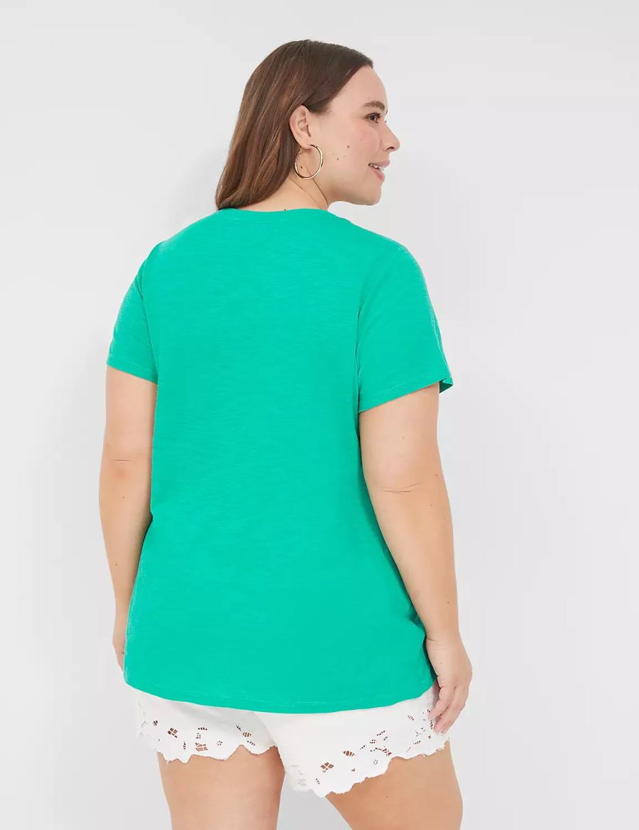 μπλουζακια γυναικεια Lane Bryant Paradise Graphic Tee τυρκουάζ | FCR7524RB