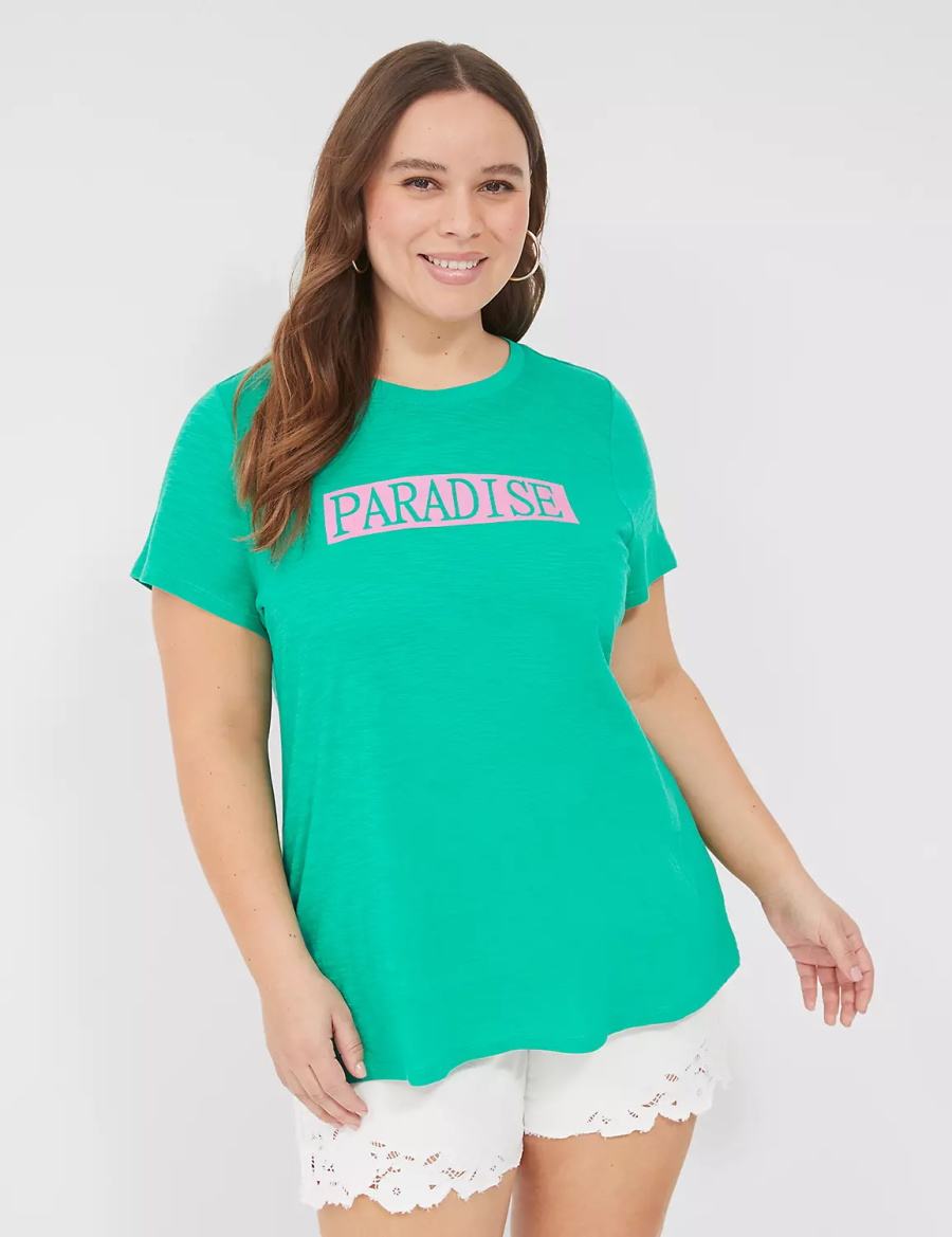 μπλουζακια γυναικεια Lane Bryant Paradise Graphic Tee τυρκουάζ | FCR7524RB