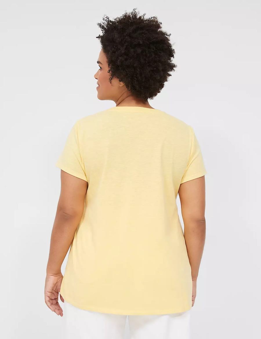 μπλουζακια γυναικεια Lane Bryant Peace & Sunshine Sparkle Graphic Tee κίτρινα | CBT4337TK