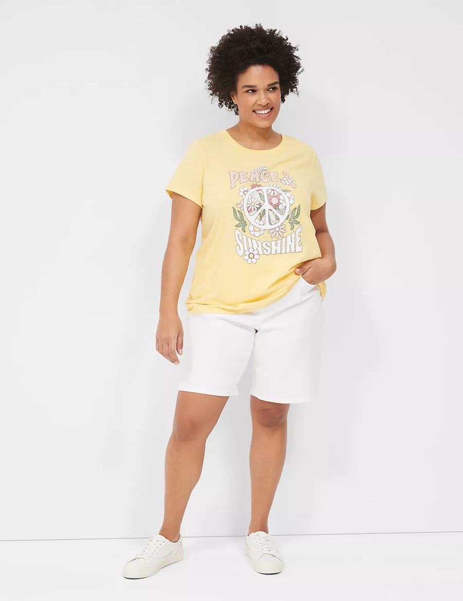 μπλουζακια γυναικεια Lane Bryant Peace & Sunshine Sparkle Graphic Tee κίτρινα | CBT4337TK