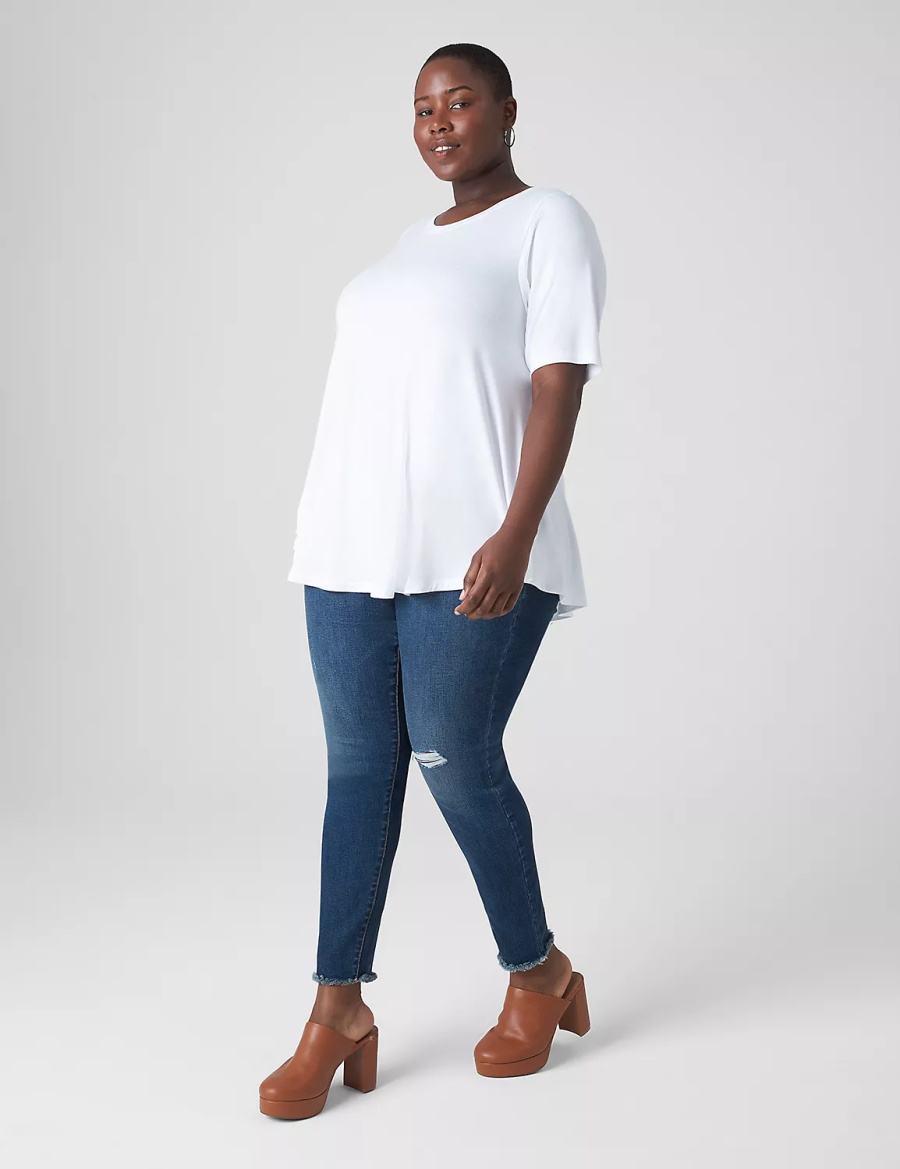 μπλουζακια γυναικεια Lane Bryant Perfect Sleeve Crew-Neck Extreme Swing Tunic ασπρα | PCY6224UU