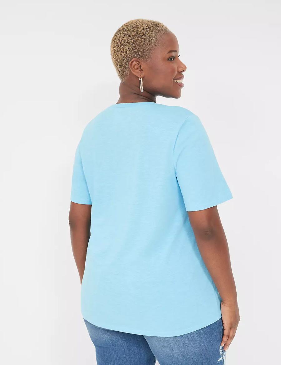 μπλουζακια γυναικεια Lane Bryant Perfect Sleeve Crew-Neck Tee μπλε | DWM5262XJ