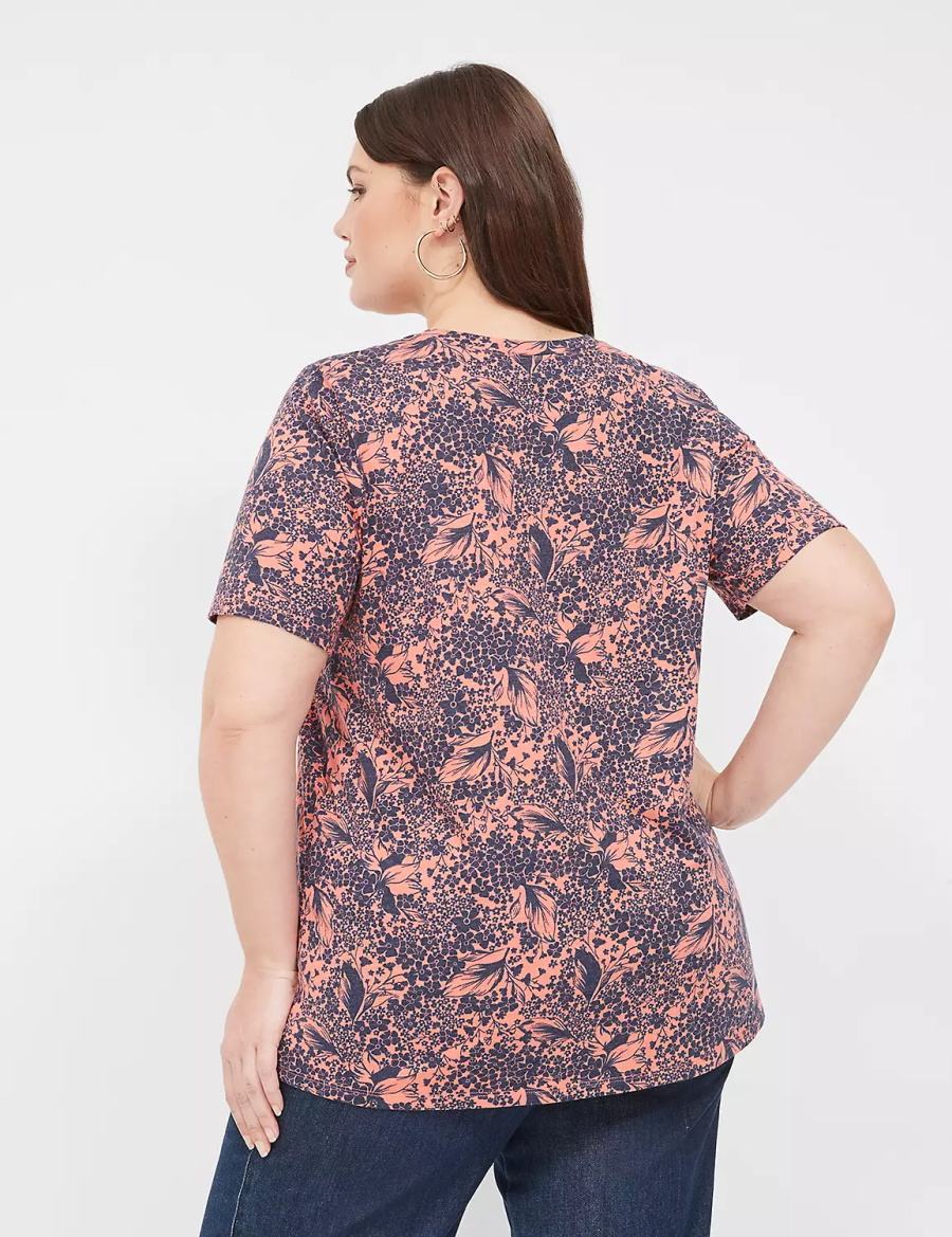 μπλουζακια γυναικεια Lane Bryant Perfect Sleeve Crew-Neck Tee πορτοκαλι Πολύχρωμο | ZBQ3644DU