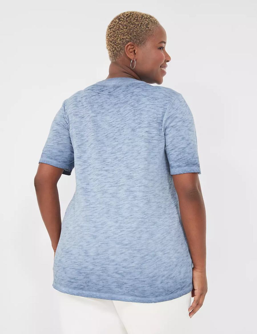 μπλουζακια γυναικεια Lane Bryant Perfect Sleeve Crew-Neck Wash Tee μπλε | SUW7281IK