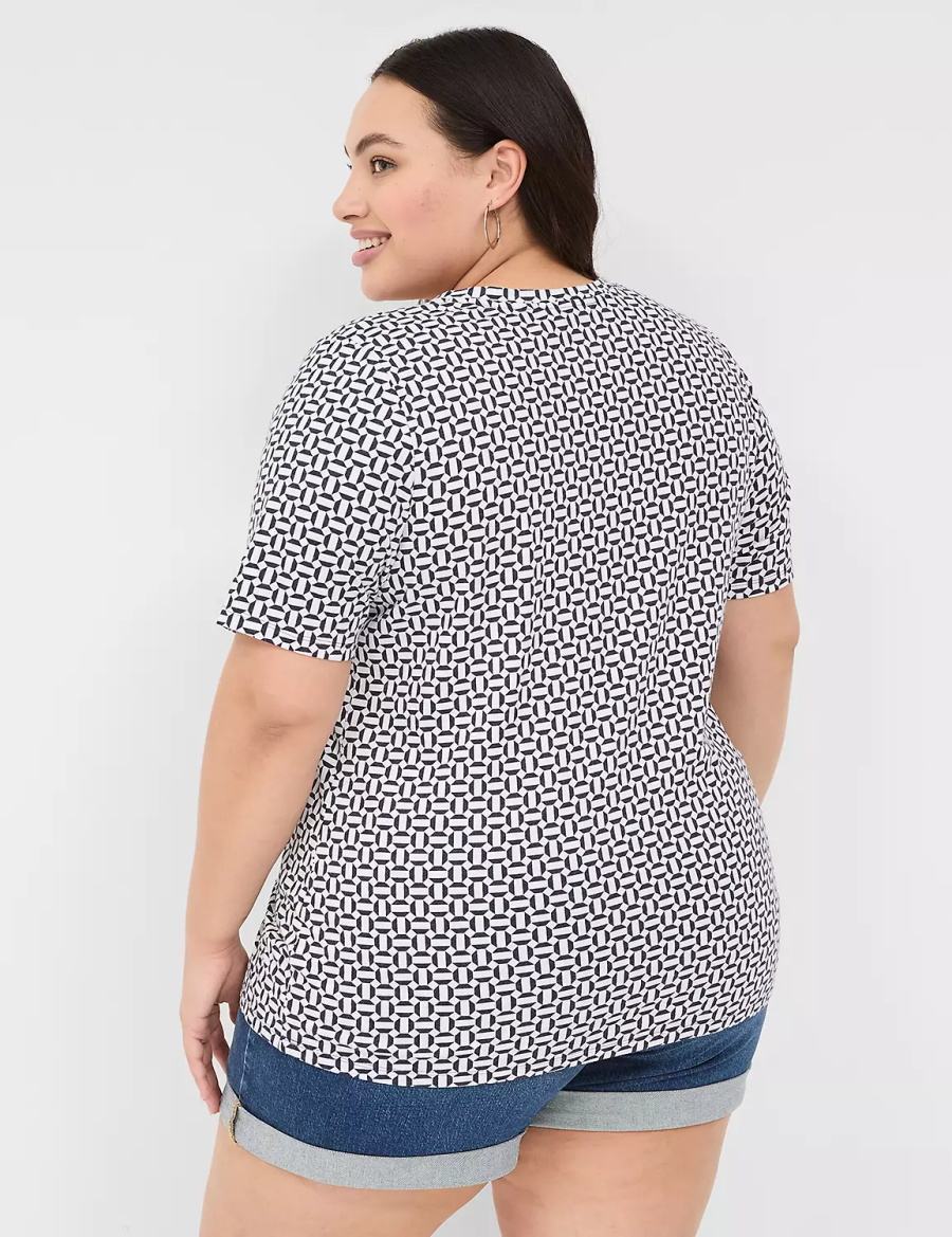 μπλουζακια γυναικεια Lane Bryant Perfect Sleeve V-Neck Tee σκουρο μπλε | PGB5928FY