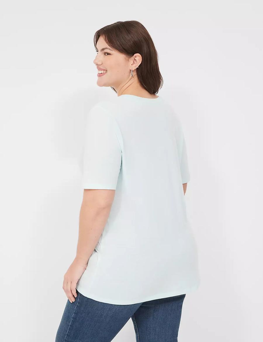 μπλουζακια γυναικεια Lane Bryant Perfect Sleeve V-Neck Tee ανοιχτο πρασινο | BZH6957QL