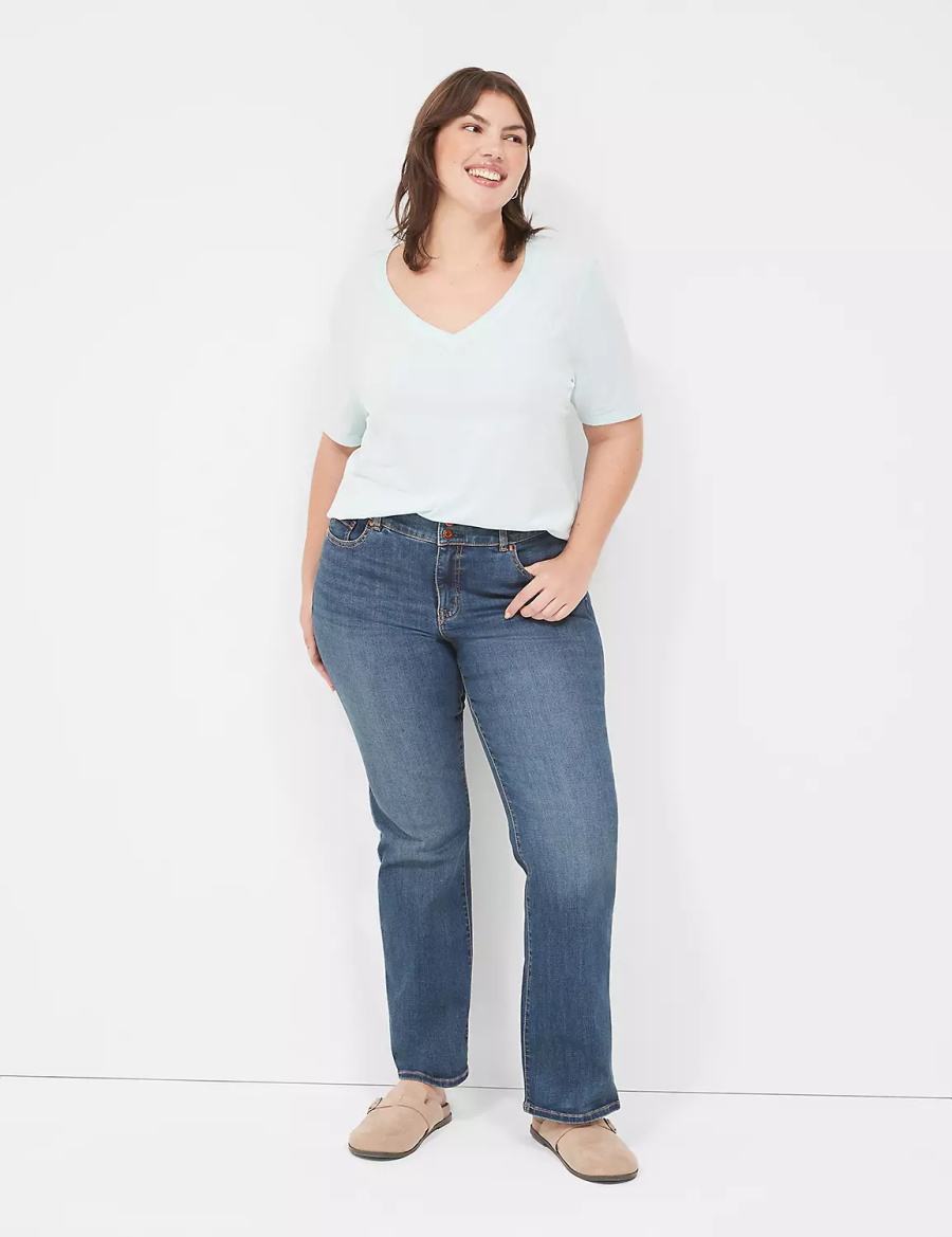 μπλουζακια γυναικεια Lane Bryant Perfect Sleeve V-Neck Tee ανοιχτο πρασινο | BZH6957QL