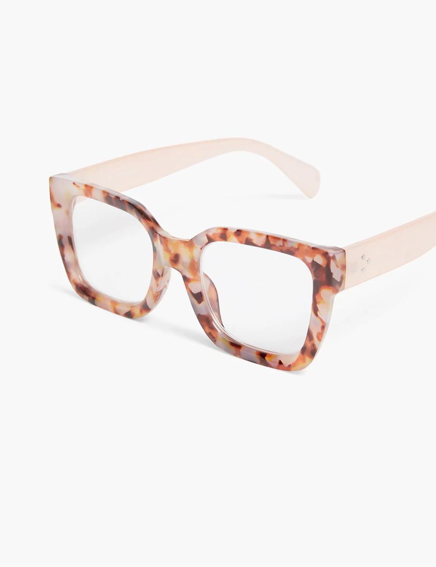 Γυαλια γυναικεια Lane Bryant Pink Tortoiseshell Print Square Reading καφε | TUB96BT