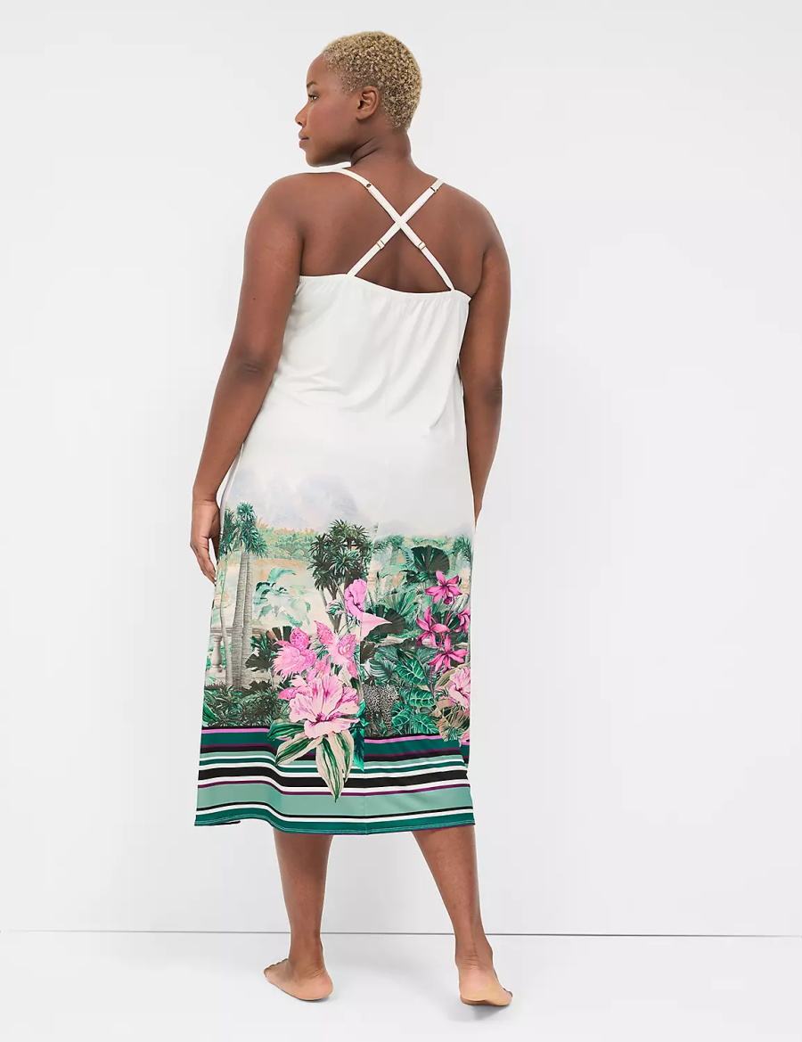 Φορεμα γυναικεια Lane Bryant Placed Print Cowlneck Slip πρασινο Πολύχρωμο | PGC5975KY