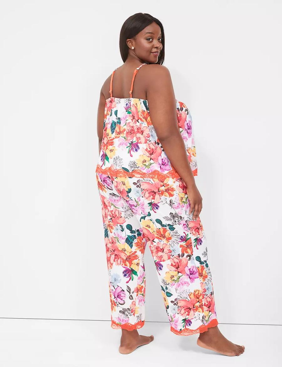 Πιζάμες γυναικεια Lane Bryant Printed Cami & Pant PJ Set πορτοκαλι Πολύχρωμο | QVO4250UE