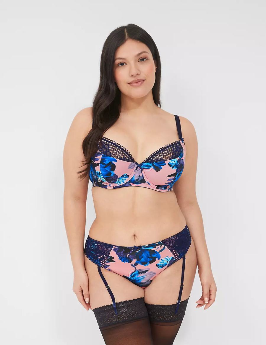 Στριγκάκι γυναικεια Lane Bryant Printed Garter ροζ μπλε Πολύχρωμο | XIA6851KT