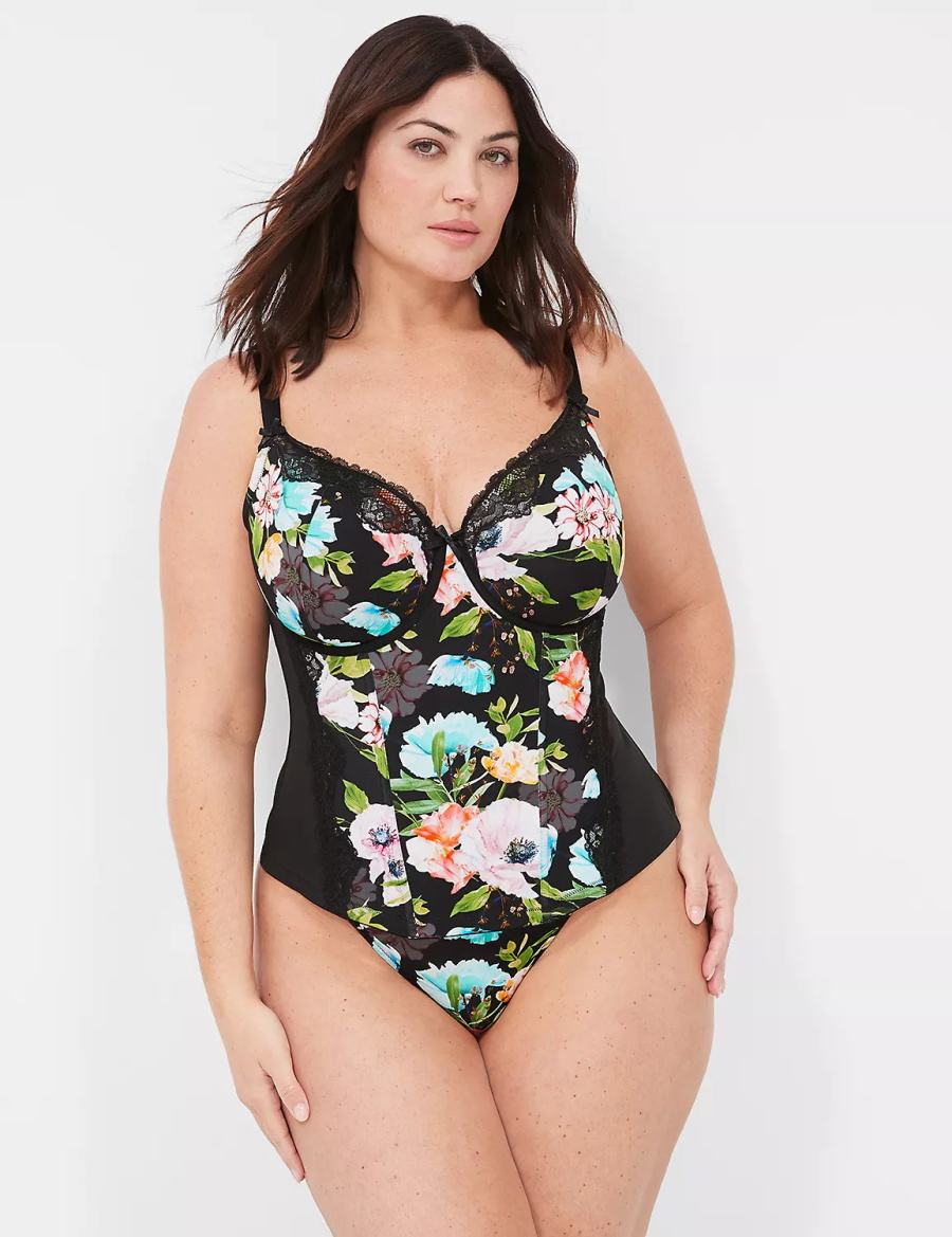 Στριγκάκι γυναικεια Lane Bryant Printed Lace-Trim μαυρα | ING5842FV