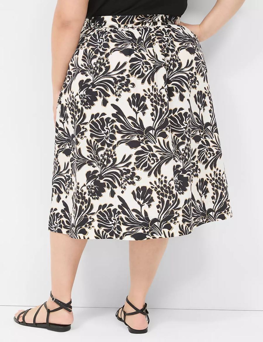 φουστεσ γυναικεια Lane Bryant Printed Midi μαυρα | PUT8441UX