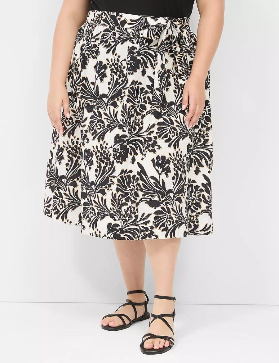 φουστεσ γυναικεια Lane Bryant Printed Midi μαυρα | PUT8441UX