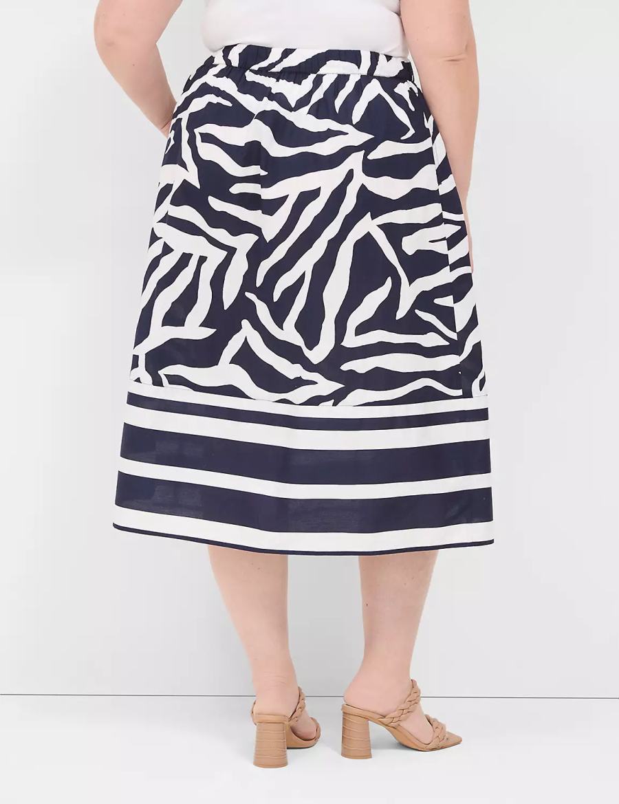 φουστεσ γυναικεια Lane Bryant Printed Midi σκουρο μπλε ασπρα | UKY4367WA