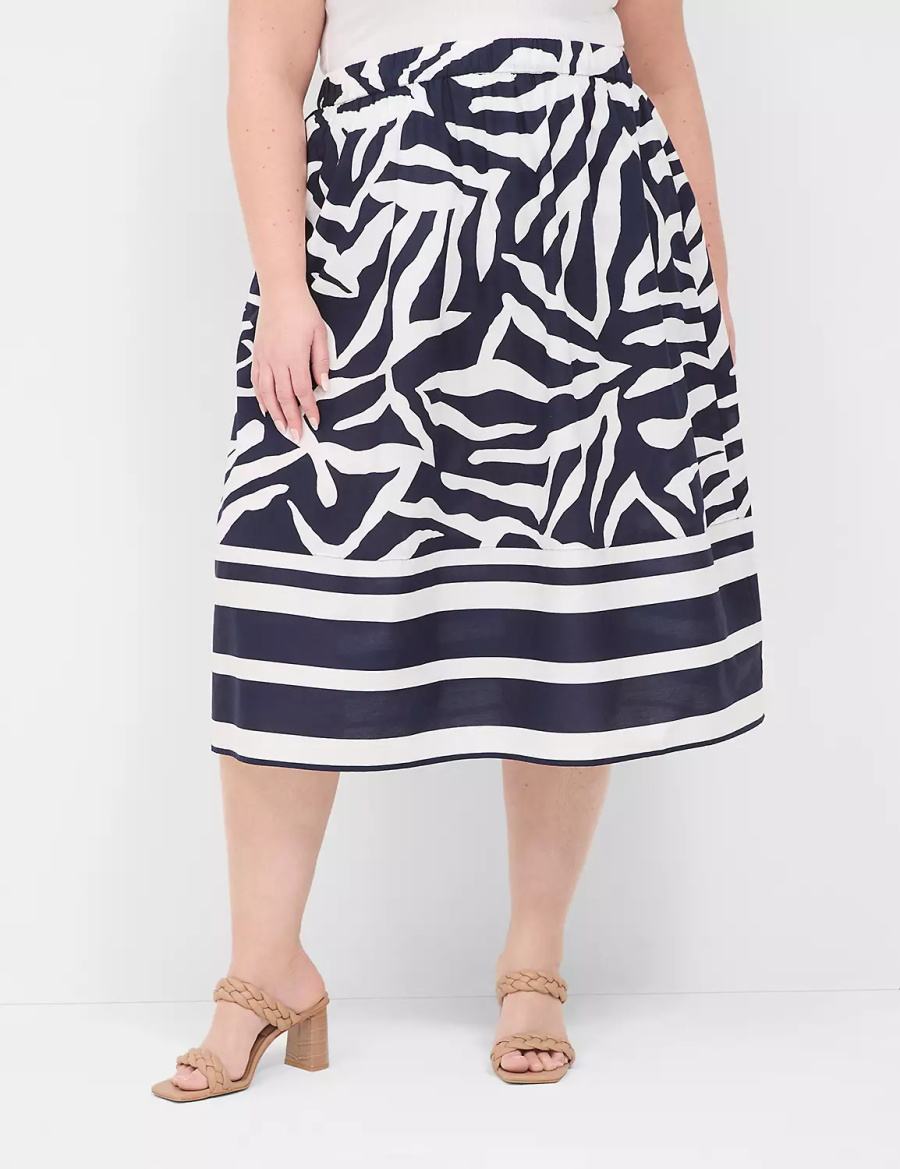 φουστεσ γυναικεια Lane Bryant Printed Midi σκουρο μπλε ασπρα | UKY4367WA